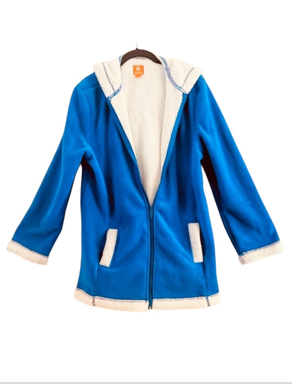 Sporto Blue Fleece Sherpa Lined Hooded Jacket Winter Coat Cozy NWOT M